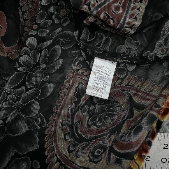 Umgee Sheer Paisley Kimono Burnout Velvet Floral Medium/ Large Festival Boho - Picture 5 of 8